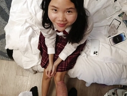 POV cute 18yo Japanese schoolgirl gets a huge facial mesh she sucks the brush stepdads dick to thanksgiving owing to him be advantageous to the brush innovative phone