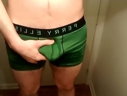 Pissing my undies with desperation. Slapping hard cock and balls while moaning.