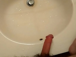 Part1: Jacking &_ Slapping hard dick while pissing in bathroom sink.