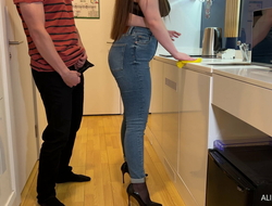 Stepmom pulled just about the brush jeans so I can stroke coupled with jism on the brush hose ass